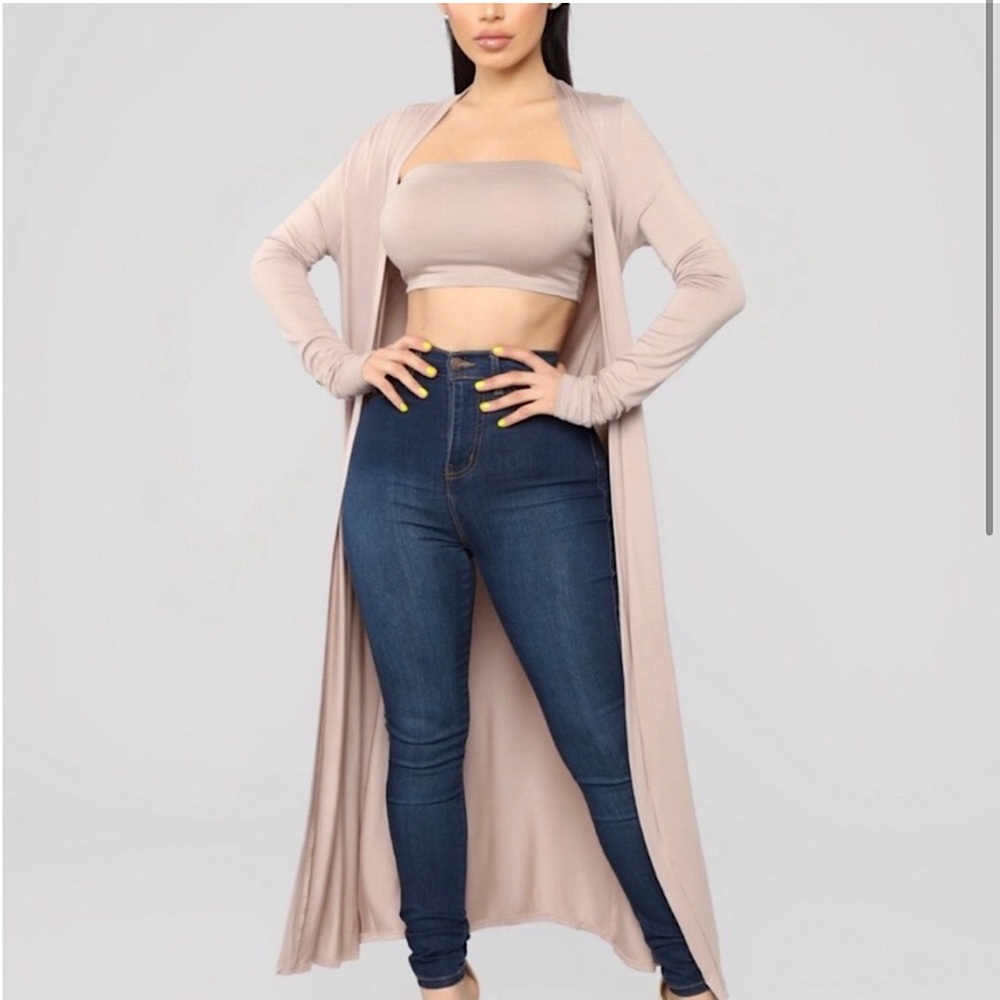 Fashion Nova Ladies Open Long Line Duster Long Sleeve